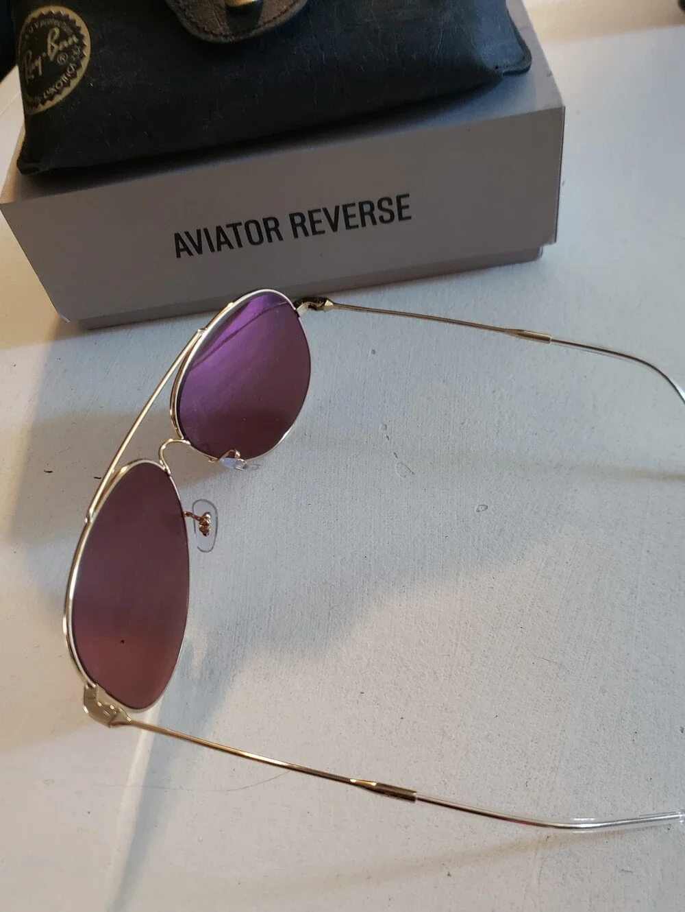 Ray-Ban Aviator Reverse- Gold Frame with Violet Lenses 59mm